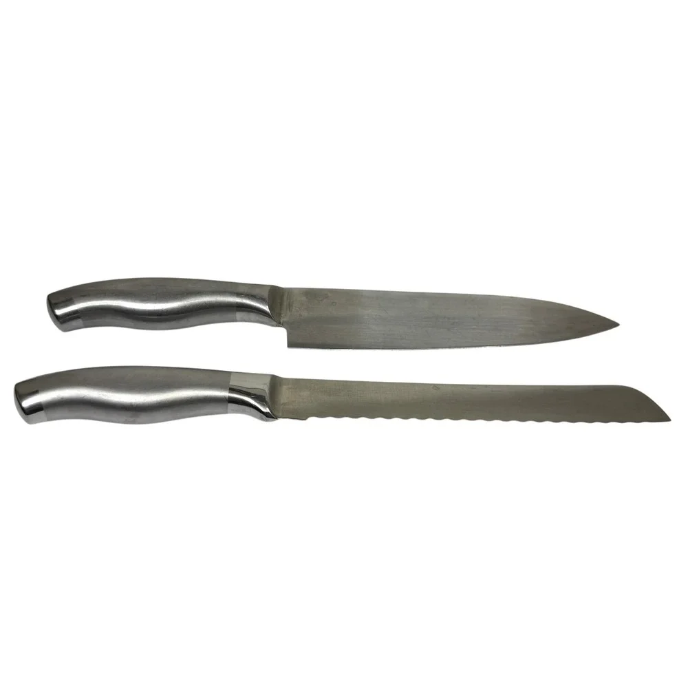 Orblue Stainless Steel Chefs Knife & Serrated Bread Knife Set 2 Piece Kitchen